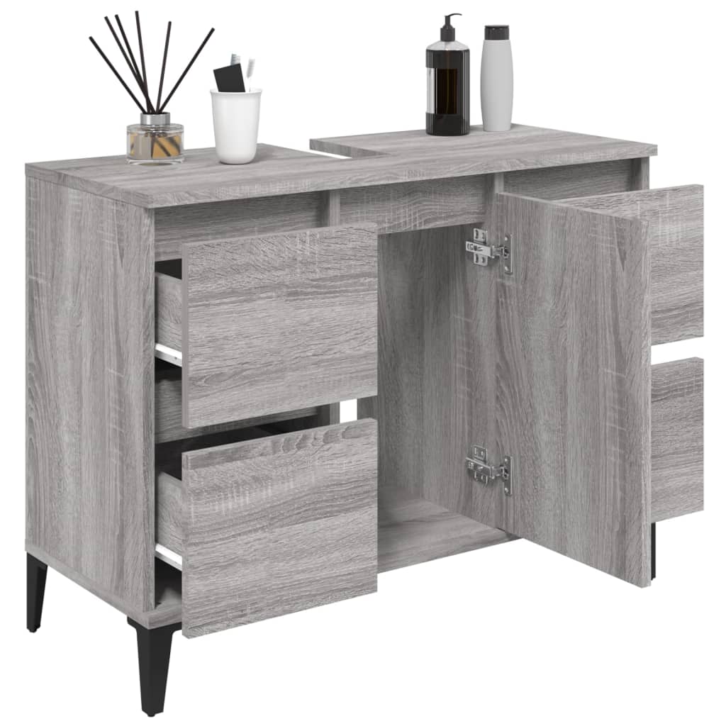 Armario De Lavabo 80 Roble/ Gris