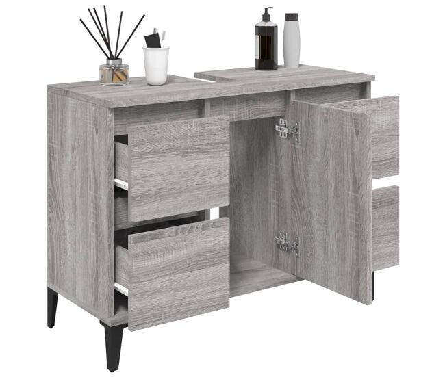 Vidaxl armario de lavabo madera contrachapada gris sonoma 80x33x60 cm