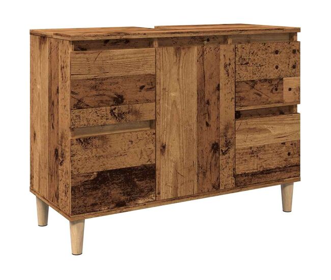 Vidaxl mueble de lavabo madera ingeniería envejecida 80x33x60 cm