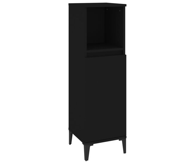 Vidaxl armario de baño madera contrachapada negro 30x30x100 cm