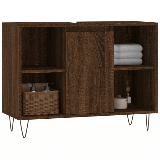 vidaXL Armário casa banho 80x33x60 cm deriv.madeira carvalho castanho
