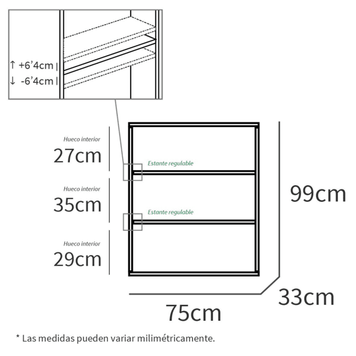 Estante baixa em carvalho cambriano 100x76x33 cm Estante baixa em carvalho cambriano 100x76x33 cm