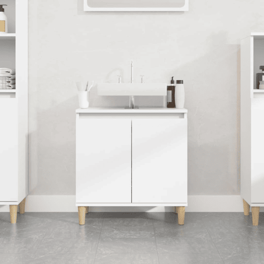 vidaXL Armário de lavatório 58x33x60 cm derivados de madeira branco vidaXL Armário de lavatório 58x33x60 cm derivados de madeira branco