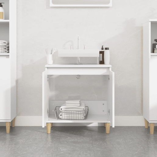 vidaXL Armário de lavatório 58x33x60 cm derivados de madeira branco vidaXL Armário de lavatório 58x33x60 cm derivados de madeira branco