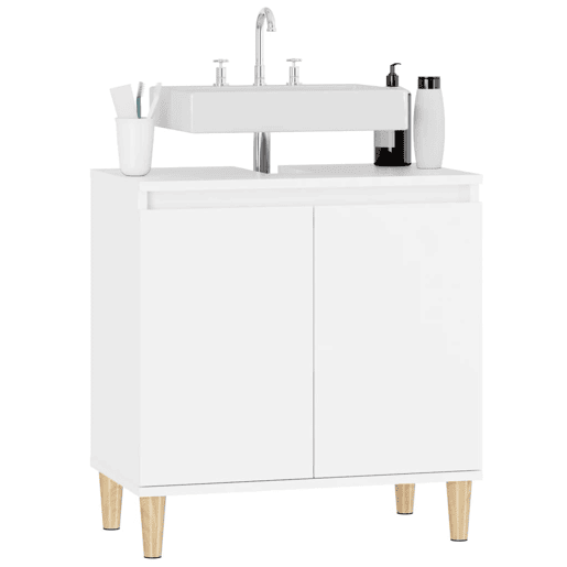 vidaXL Armário de lavatório 58x33x60 cm derivados de madeira branco vidaXL Armário de lavatório 58x33x60 cm derivados de madeira branco