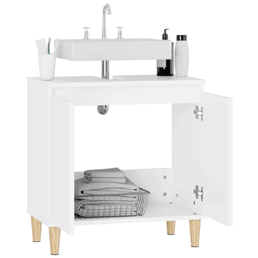 vidaXL Armário de lavatório 58x33x60 cm derivados de madeira branco vidaXL Armário de lavatório 58x33x60 cm derivados de madeira branco
