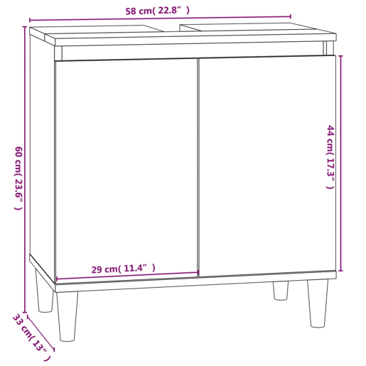 vidaXL Armário de lavatório 58x33x60 cm derivados de madeira branco vidaXL Armário de lavatório 58x33x60 cm derivados de madeira branco