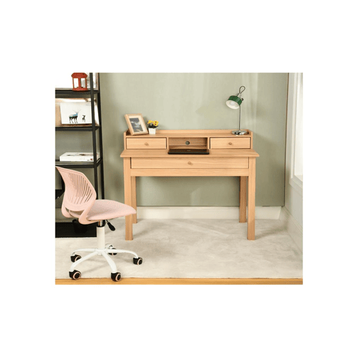 Mesa clássica em madeira com gavetas e arrumação DEVAKI LIGHT WOOD Mesa clássica em madeira com gavetas e arrumação DEVAKI LIGHT WOOD