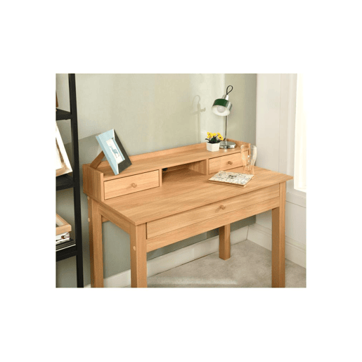 Mesa clássica em madeira com gavetas e arrumação DEVAKI LIGHT WOOD Mesa clássica em madeira com gavetas e arrumação DEVAKI LIGHT WOOD