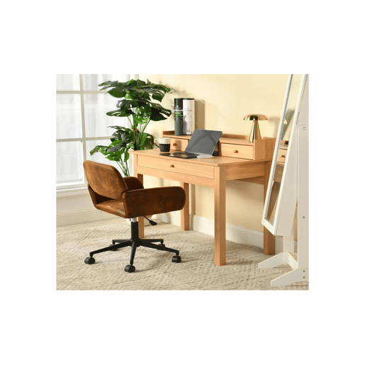 Mesa clássica em madeira com gavetas e arrumação DEVAKI LIGHT WOOD Mesa clássica em madeira com gavetas e arrumação DEVAKI LIGHT WOOD