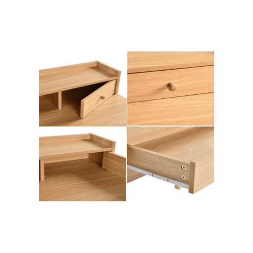 Mesa clássica em madeira com gavetas e arrumação DEVAKI LIGHT WOOD Mesa clássica em madeira com gavetas e arrumação DEVAKI LIGHT WOOD