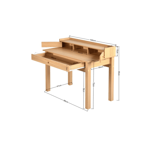 Mesa clássica em madeira com gavetas e arrumação DEVAKI LIGHT WOOD Mesa clássica em madeira com gavetas e arrumação DEVAKI LIGHT WOOD