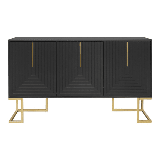 Cómoda alta com 3 portas em preto mate padrão U H81L138T40