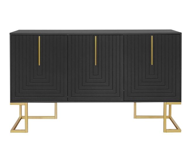 Cómoda alta con 3 puertas en negro mate con diseño en forma de u (al. 81/an. 138/t. 40)