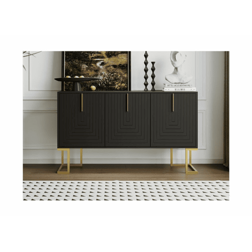 Cómoda alta com 3 portas em preto mate padrão U H81L138T40