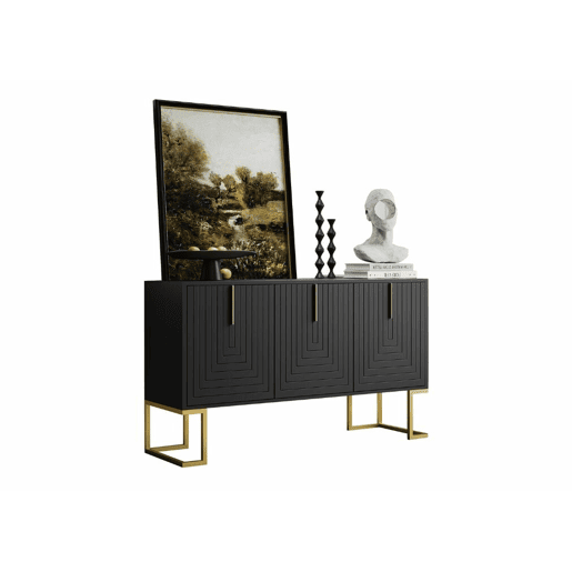 Cómoda alta com 3 portas em preto mate padrão U H81L138T40