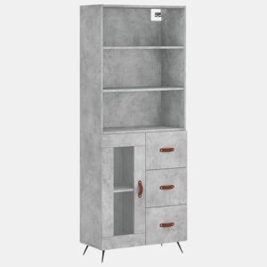 vidaXL Armário alto 69,5x34x180 cm derivados de madeira cinza cimento