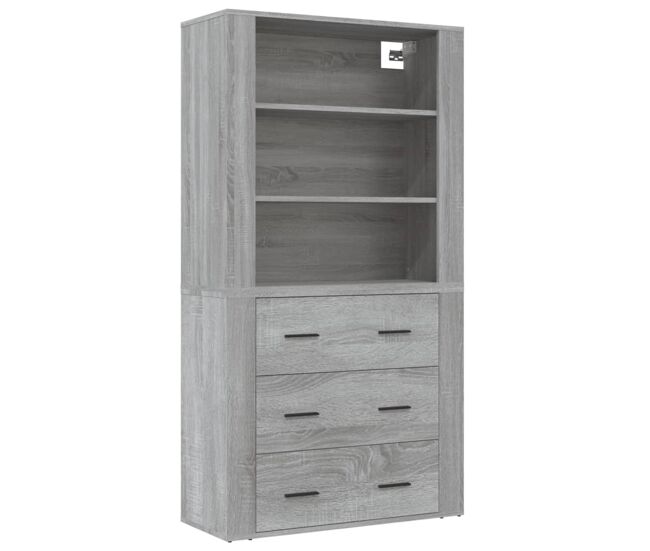 Vidaxl aparador alto de madera contrachapada gris sonoma