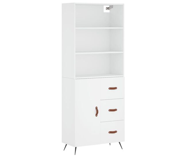 Vidaxl aparador alto madera contrachapada blanco 69,5x34x180 cm