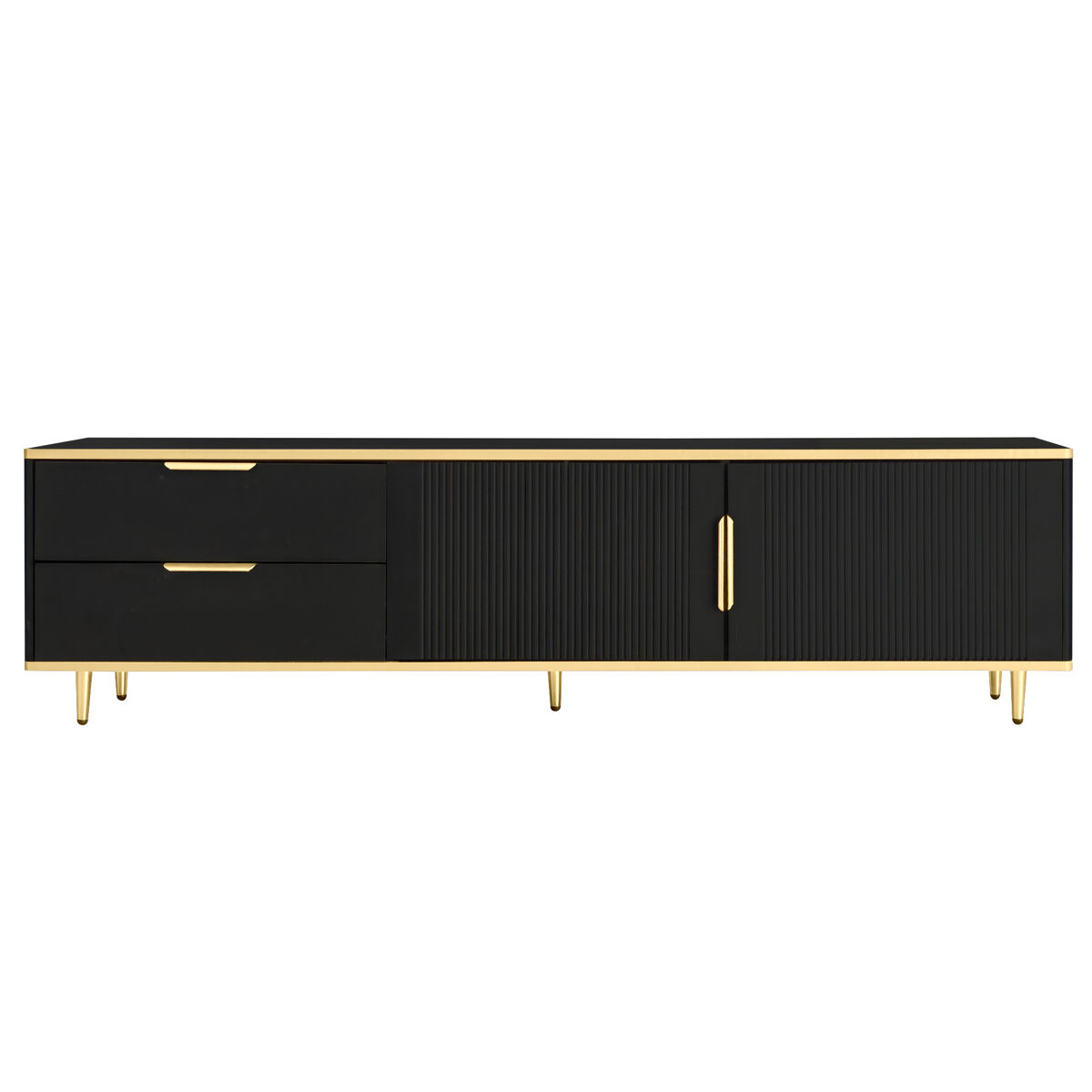 mueble para tv moderno - con 2 puertas y 2 cajones - patas de metal - negro