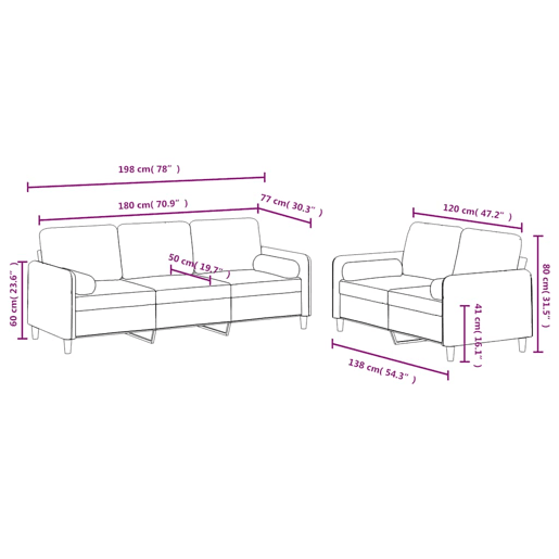 vidaXL 2 pcs conjunto de sofás com almofadas veludo amarelo