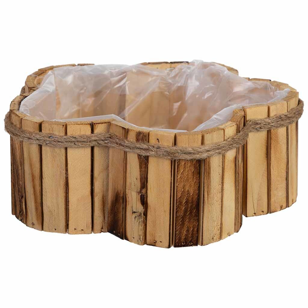 Cesto con forma de flor de madera 26x26x10h cm