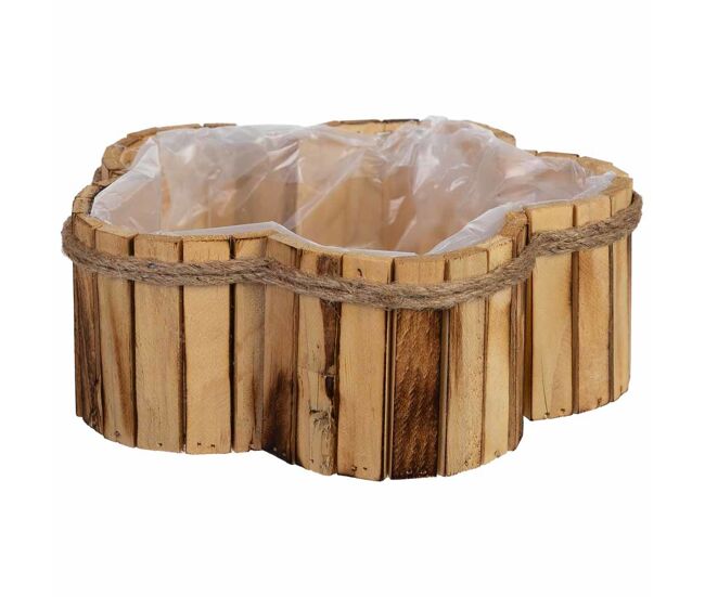 Cesto con forma de flor de madera 26x26x10h cm