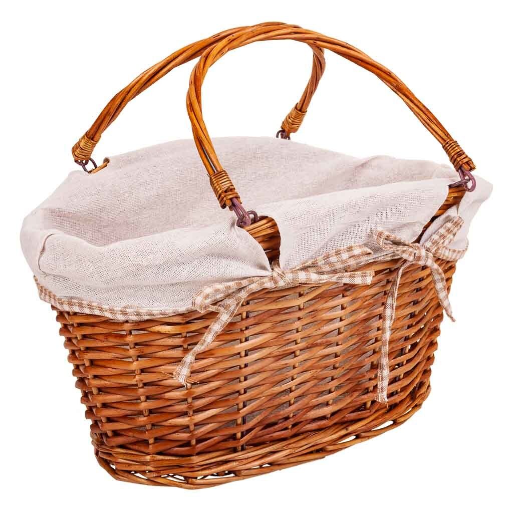 Cesta mimbre forrado 39x24x24/32h cm