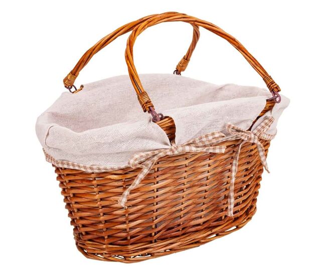 Cesta mimbre forrado 39x24x24/32h cm