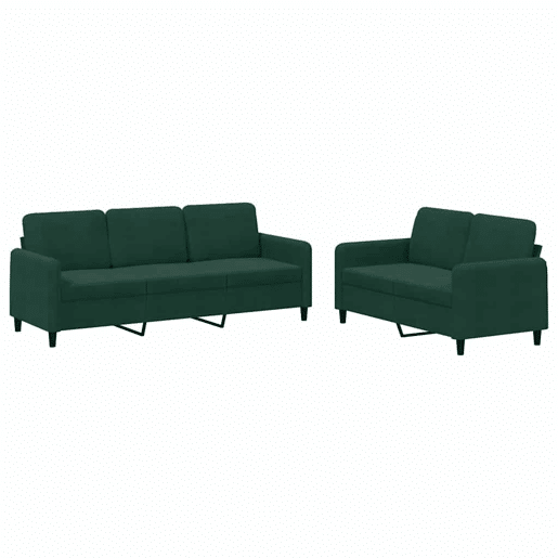 vidaXL 2 pcs conjunto de sofás veludo verde-escuro vidaXL 2 pcs conjunto de sofás veludo verde-escuro