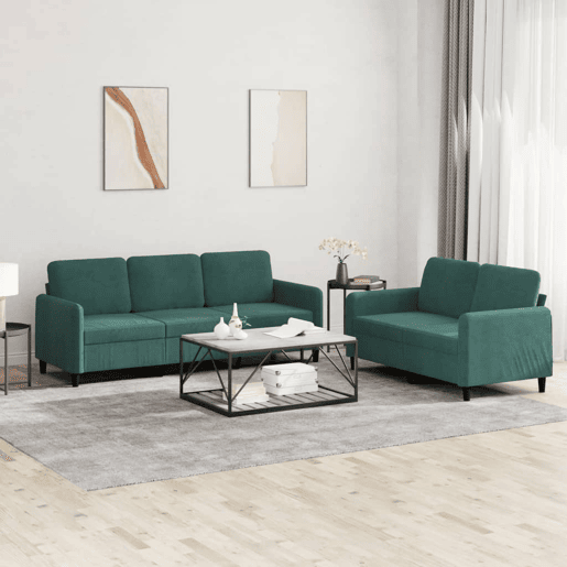 vidaXL 2 pcs conjunto de sofás veludo verde-escuro vidaXL 2 pcs conjunto de sofás veludo verde-escuro