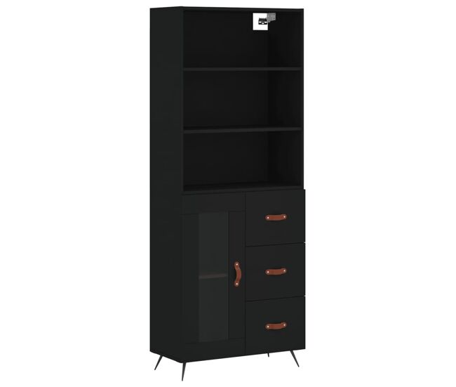 Vidaxl aparador alto madera contrachapada negro 69,5x34x180 cm
