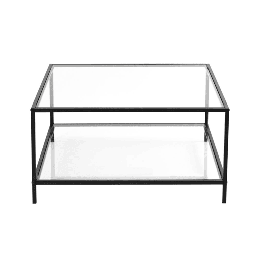Mesa de centro em vidro e metal preto HUDD LMKZ Mesa de centro em vidro e metal preto HUDD LMKZ