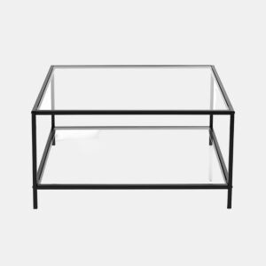Mesa de centro em vidro e metal preto HUDD LMKZ