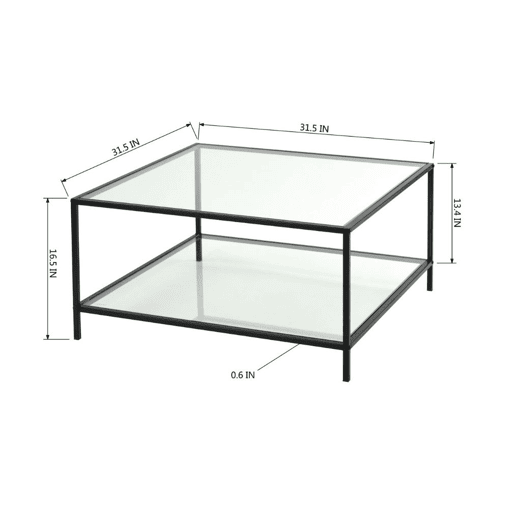 Mesa de centro em vidro e metal preto HUDD LMKZ Mesa de centro em vidro e metal preto HUDD LMKZ