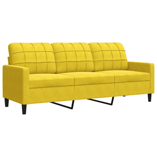 vidaXL 3 pcs conjunto de sofás com almofadões e rolos veludo amarelo