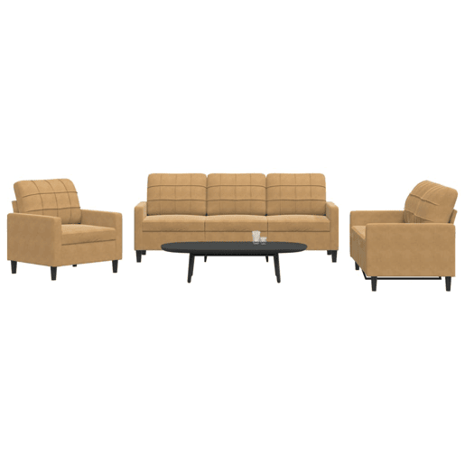 vidaXL 3 pcs conjunto de sofás com almofadões veludo castanho