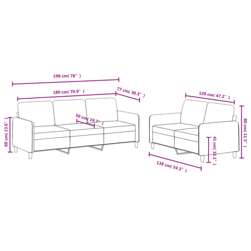 vidaXL 2 pcs conjunto de sofás veludo rosa