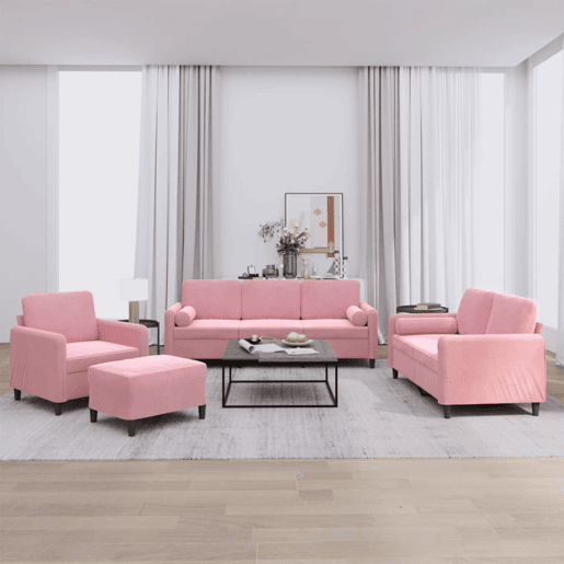 vidaXL 4 pcs conjunto de sofás com almofadas veludo rosa vidaXL 4 pcs conjunto de sofás com almofadas veludo rosa