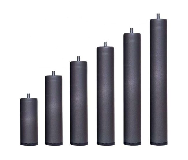 Pack 6 patas para somier o base tapizada cilindricas en metal disponible en varias medidas
