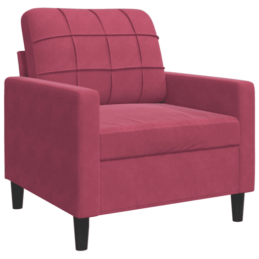 vidaXL 3 pcs conjunto de sofás com almofadões veludo vermelho tinto