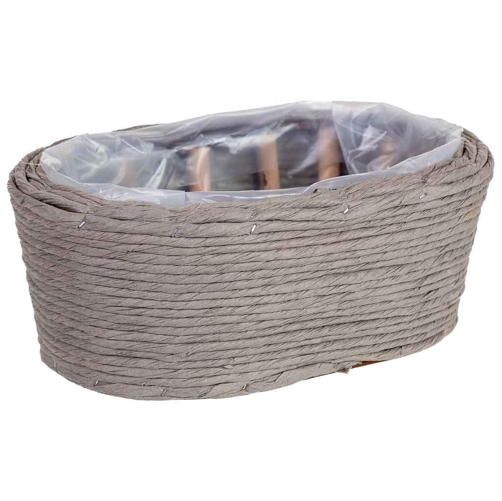 Cesto ovalado de mimbre gris 28x19x11h cm