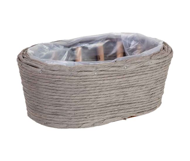 Cesto ovalado de mimbre gris 28x19x11h cm