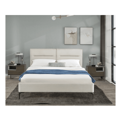 Cama de casal em tecido designer Moritz - 140 x 190 cm - Bege