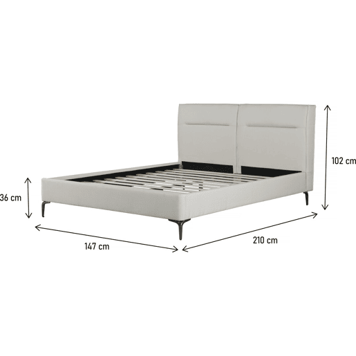 Cama de casal em tecido designer Moritz - 140 x 190 cm - Bege