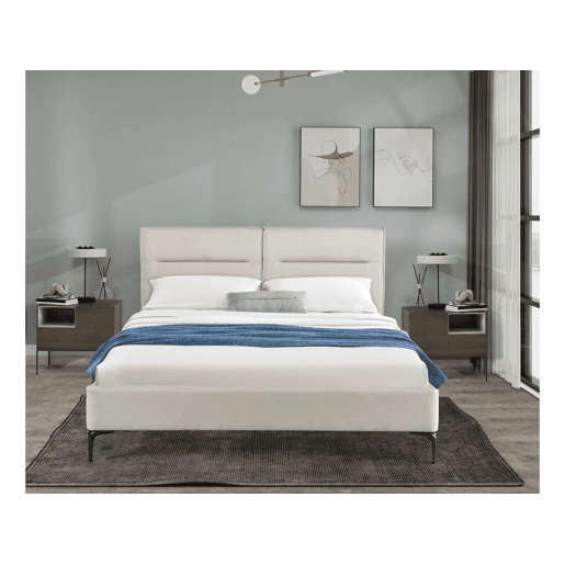 Cama de casal em tecido designer Moritz - 180 x 200 cm - Bege