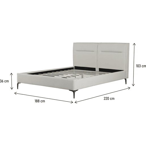 Cama de casal em tecido designer Moritz - 180 x 200 cm - Bege