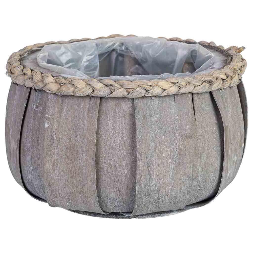 Cesto redondo de madera azul 20x20x12h cm