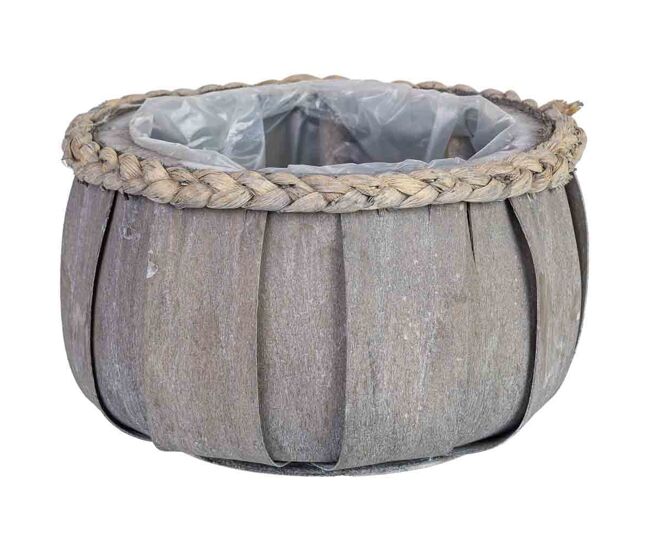 Cesto redondo de madera azul 20x20x12h cm