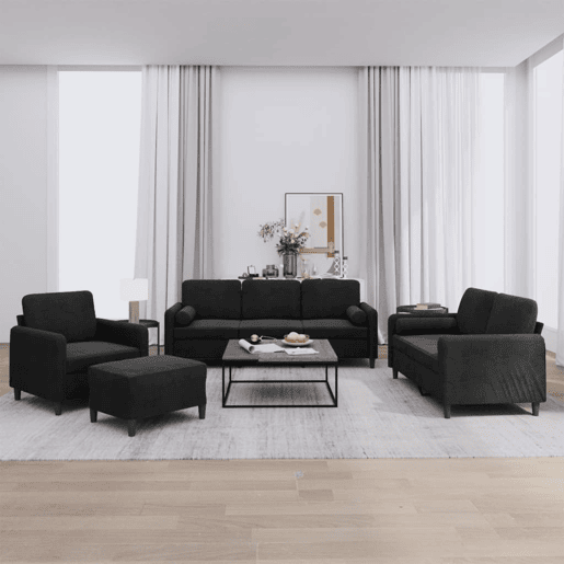 vidaXL 4 pcs conjunto de sofás com almofadas veludo preto